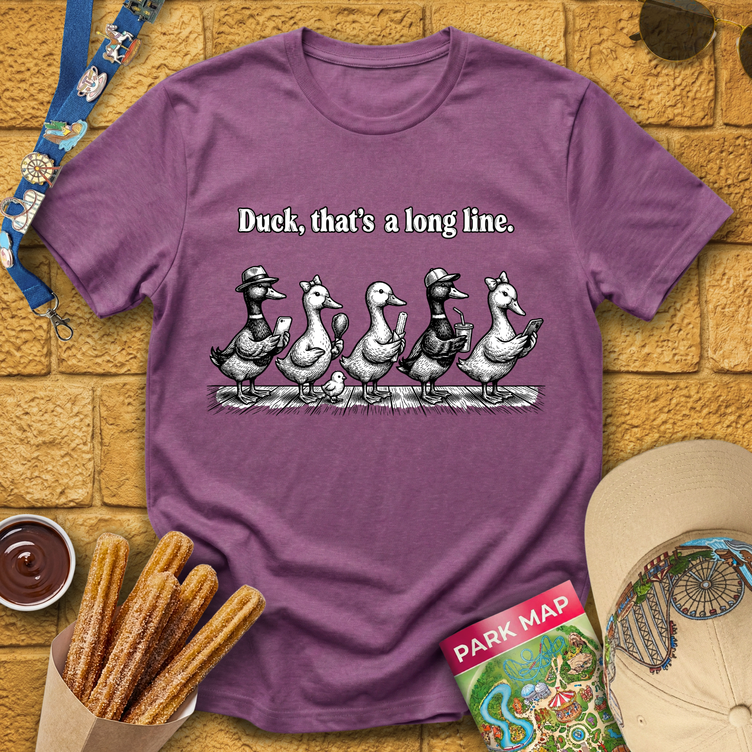 Duck, Long Line [WoodCut] T-Shirt