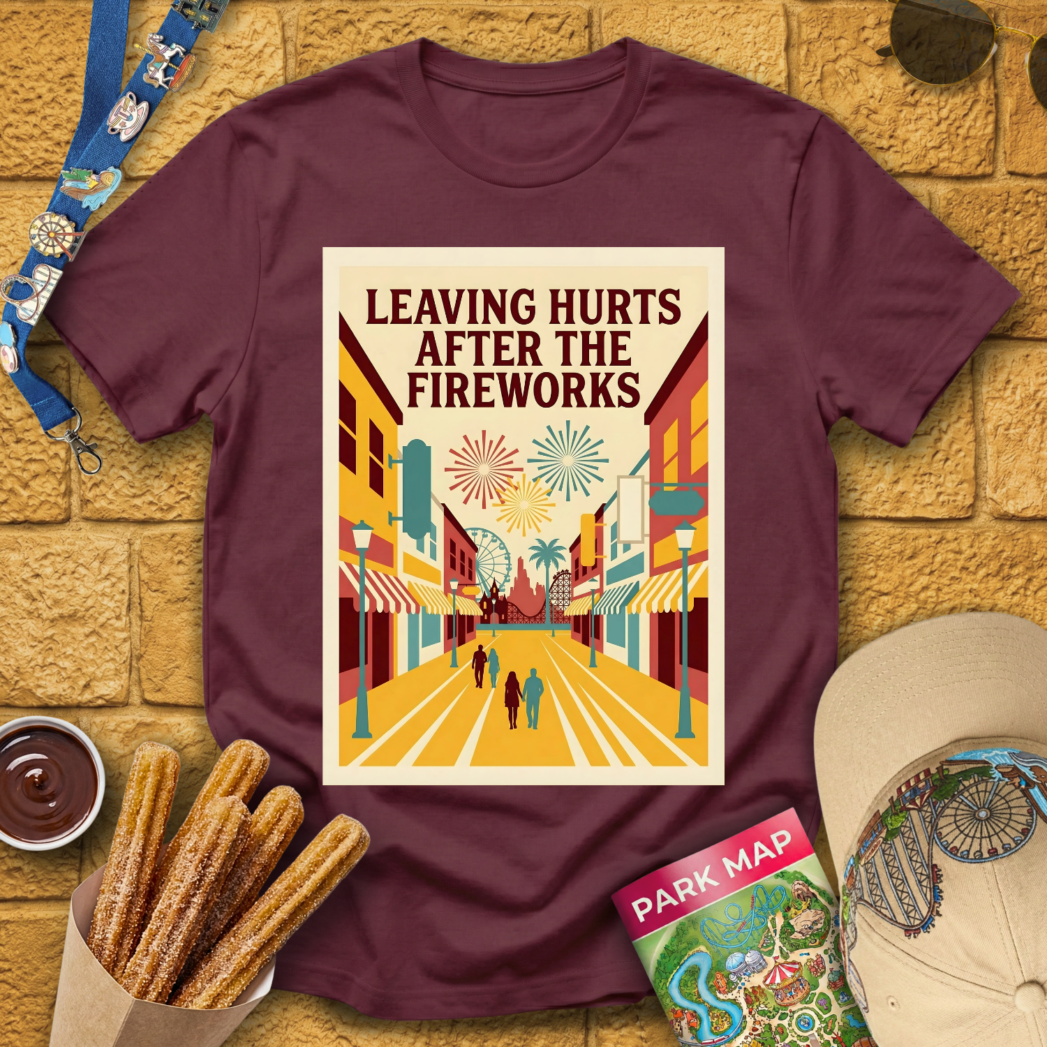 Leaving Hurts & Fireworks 2 [70sPoster] T-Shirt