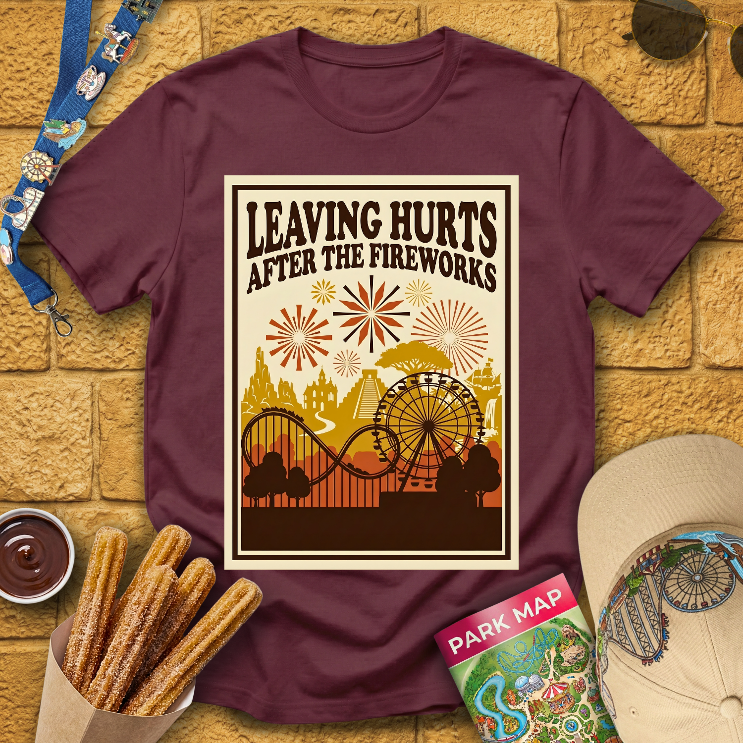Leaving Hurts & Fireworks [70sPoster] T-Shirt