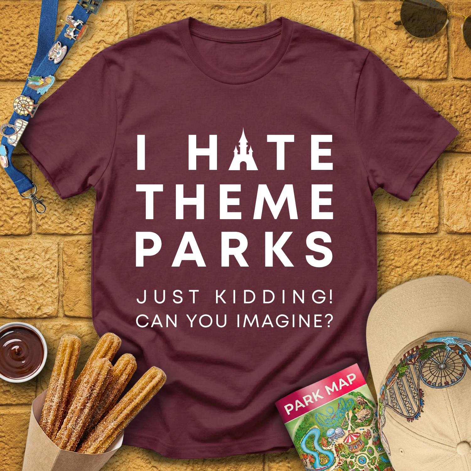 I Hate Theme Parks [Sleek] T-Shirt