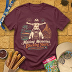 Blocking Your Memories [Distressed] T-Shirt for Theme Park Fans (Maroon)