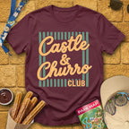 Castle & Churro Club [Chic] T-Shirt for Theme Park Fans (Maroon)