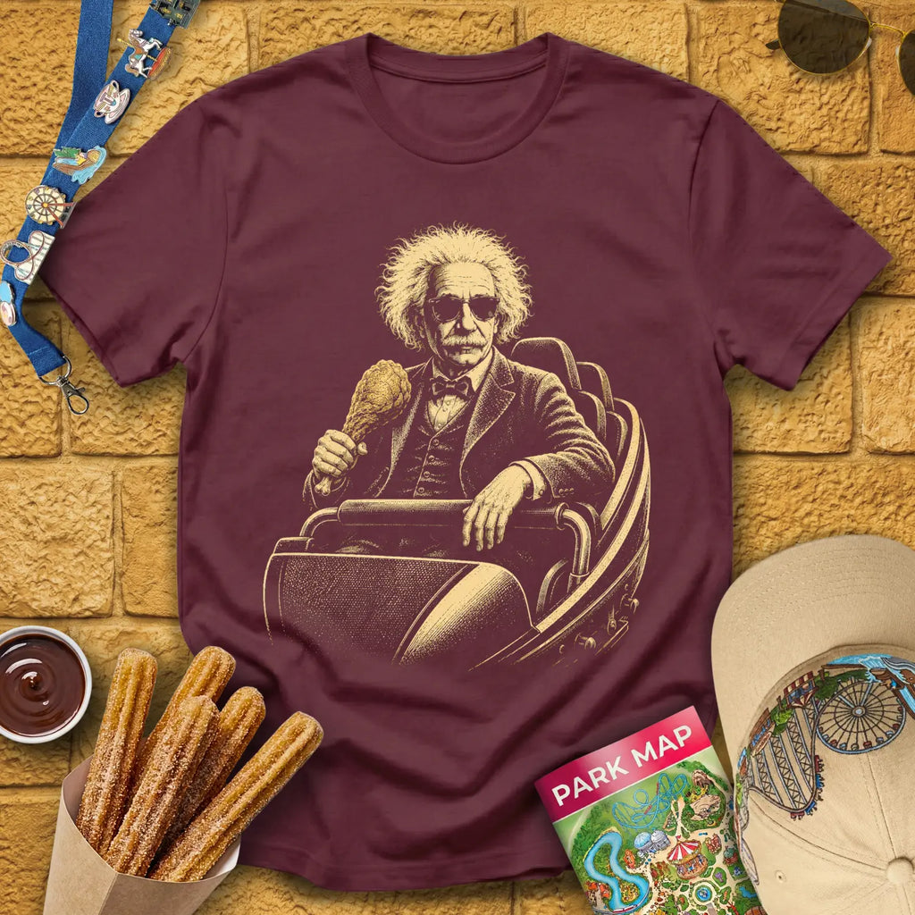 Casual Coaster [Engraved] T-Shirt for Theme Park Fans (Maroon)