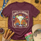 Cinco De Drinko [Square] T-Shirt for Theme Park Fans (Maroon)