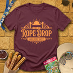 First At Rope Drop [VictorianSleek] T-Shirt for Theme Park Fans (Maroon)