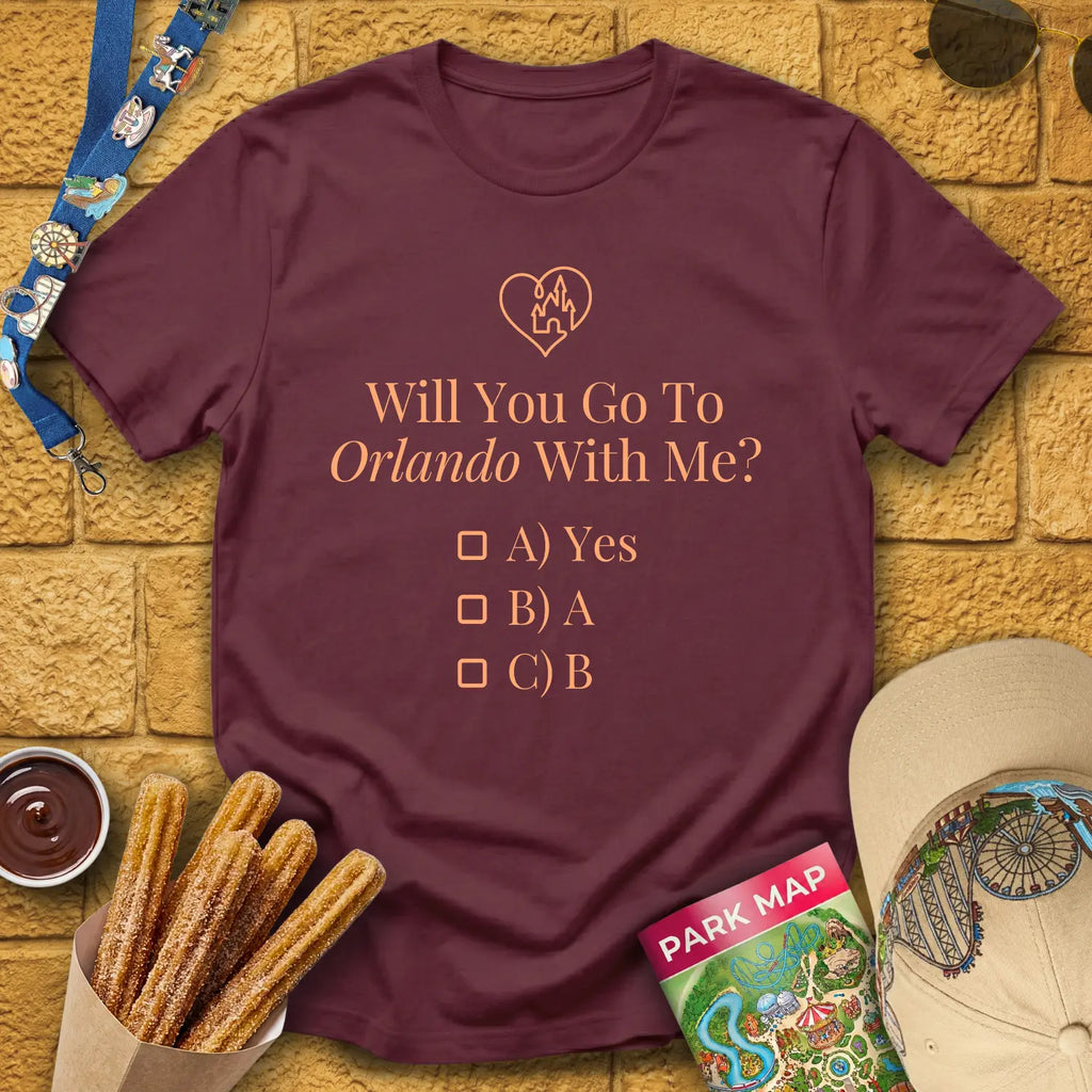 Go To Orlando [Sleek] T-Shirt for Theme Park Fans (Maroon)