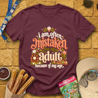 Mistaken For Adult [Boho] T-Shirt for Theme Park Fans (Maroon)