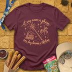 Never A Phase [Doodle] T-Shirt for Theme Park Fans (Maroon)