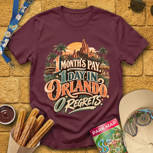 One Orlando Day [Retro] T-Shirt for Theme Park Fans (Maroon)
