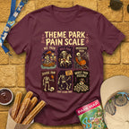Park Pain Scale [Comic] T-Shirt for Theme Park Fans (Maroon)