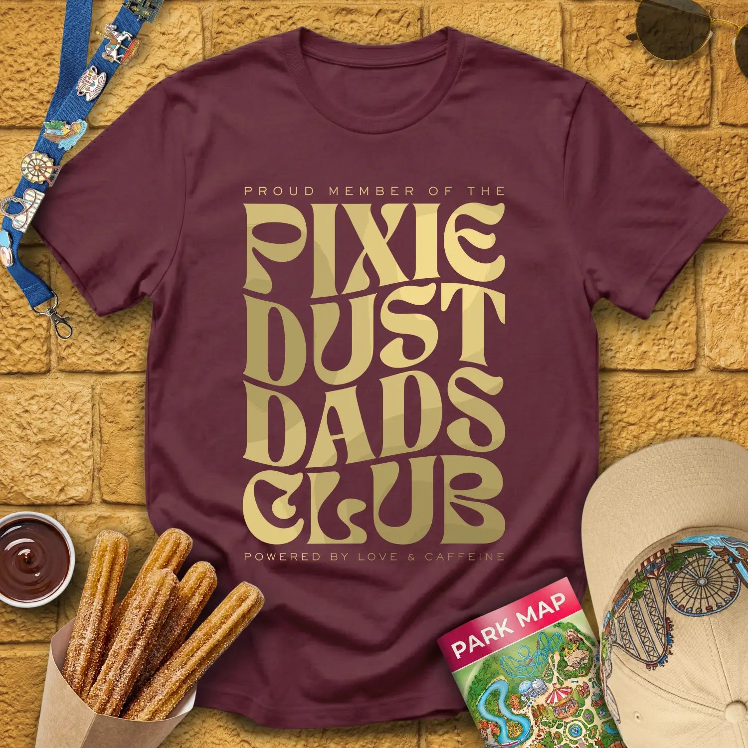 Pixie Dust Dads [Bold] T-Shirt for Theme Park Fans (Maroon)