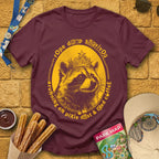 Rope Drop Raccoon [Grunge] T-Shirt for Theme Park Fans (Maroon)