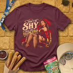 Shy Yellow Strap [Cinematic] T-Shirt for Theme Park Fans (Maroon)