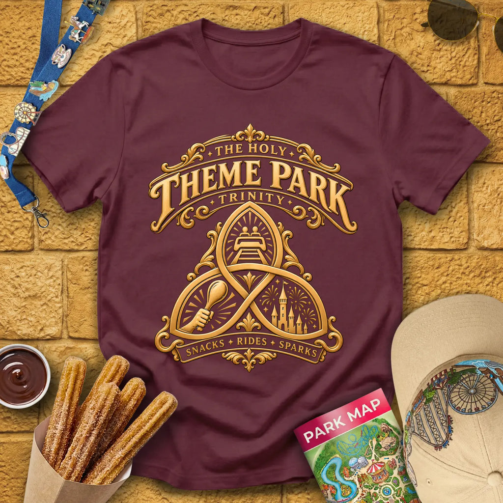 Theme Park Trinity [Elite] T-Shirt for Theme Park Fans (Maroon)