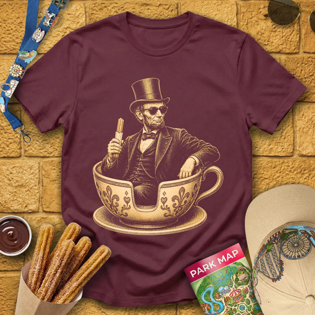 Tranquil Teacups [Engraved] T-Shirt for Theme Park Fans (Maroon)