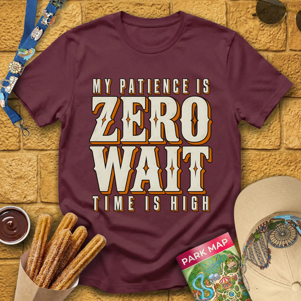 Zero Wait [MidCen] T-Shirt for Theme Park Fans (Maroon)