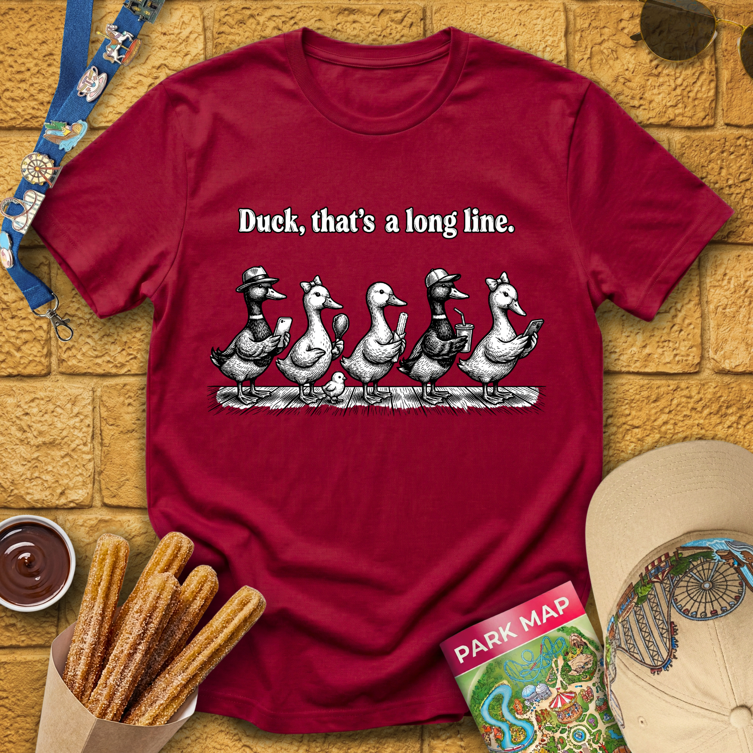 Duck, Long Line [WoodCut] T-Shirt