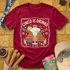 Cinco De Drinko [Square] T-Shirt for Theme Park Fans (Cardinal Red)
