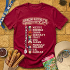 Drinking Checklist [College] T-Shirt for Theme Park Fans (Cardinal Red)