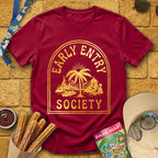 Early Entry Society [Tropic] T-Shirt for Theme Park Fans (Cardinal Red)