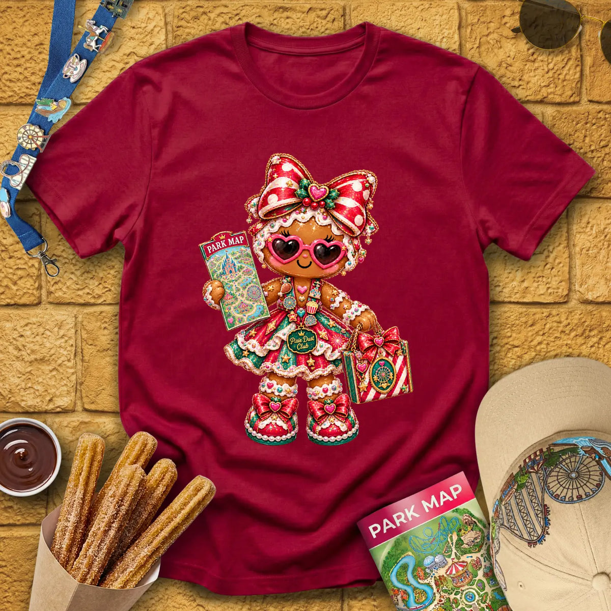 Gingerbread Lady [Glossy] T-Shirt for Theme Park Fans (Cardinal Red)