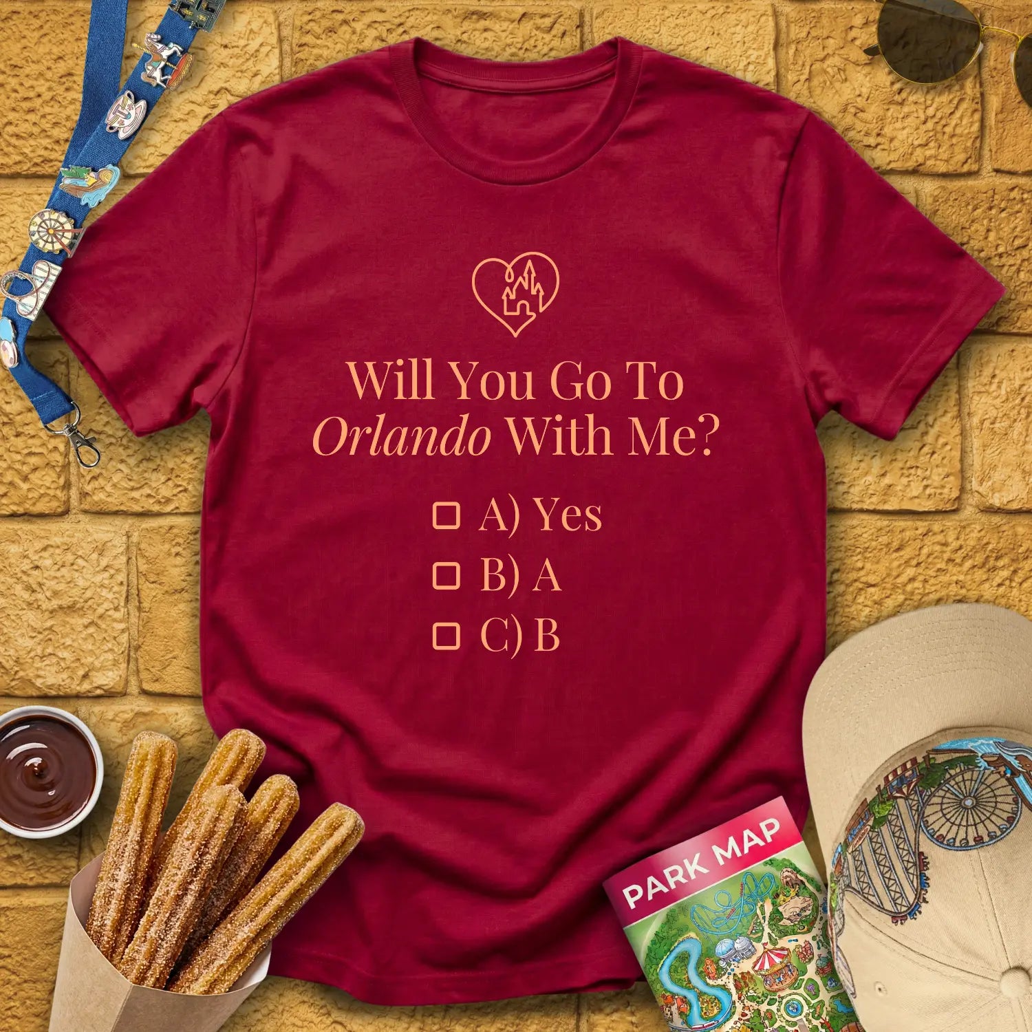 Go To Orlando [Sleek] T-Shirt for Theme Park Fans (Cardinal Red)