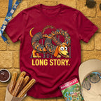 Long Story Dog [Comic] T-Shirt for Theme Park Fans (Cardinal Red)