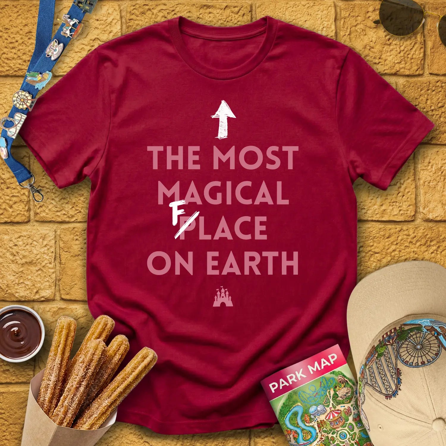 Most Magical Face [Sleek] T-Shirt for Theme Park Fans (Cardinal Red)