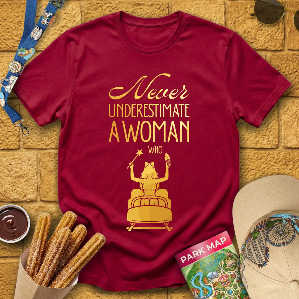Never Underestimate [Elite] T-Shirt for Theme Park Fans (Cardinal Red)