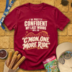 One More Ride [RetroBold] T-Shirt for Theme Park Fans (Cardinal Red)