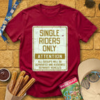 Single Riders Only [Vintage] T-Shirt for Theme Park Fans (Cardinal Red)