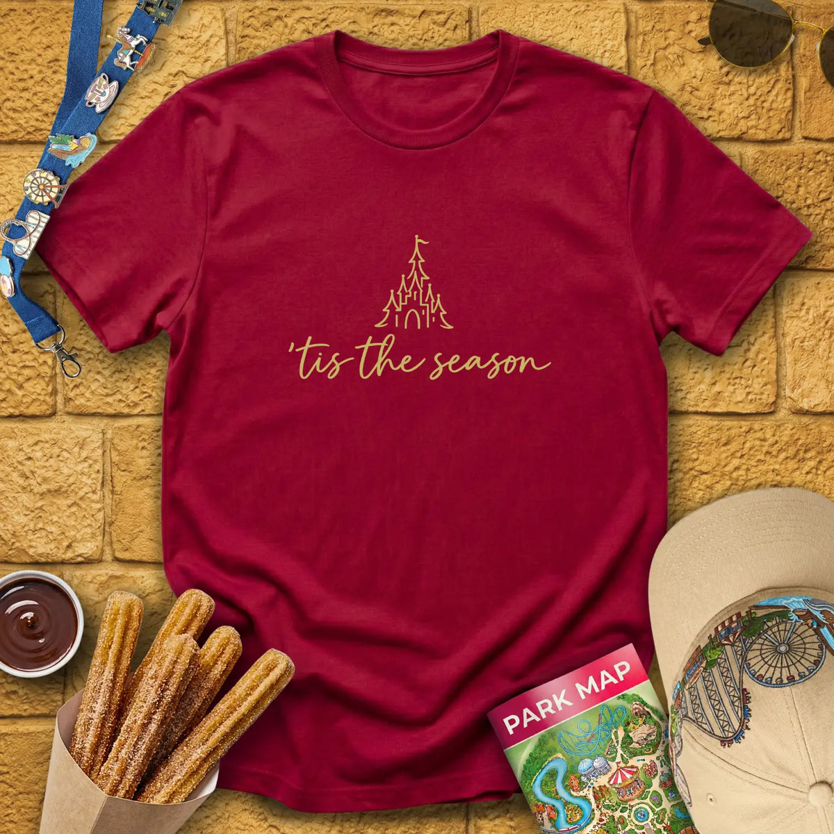 'Tis The Season [Sleek] T-Shirt for Theme Park Fans (Cardinal Red)