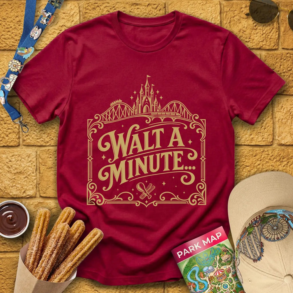 Walt A Minute... [Victorian] T-Shirt for Theme Park Fans (Cardinal Red)