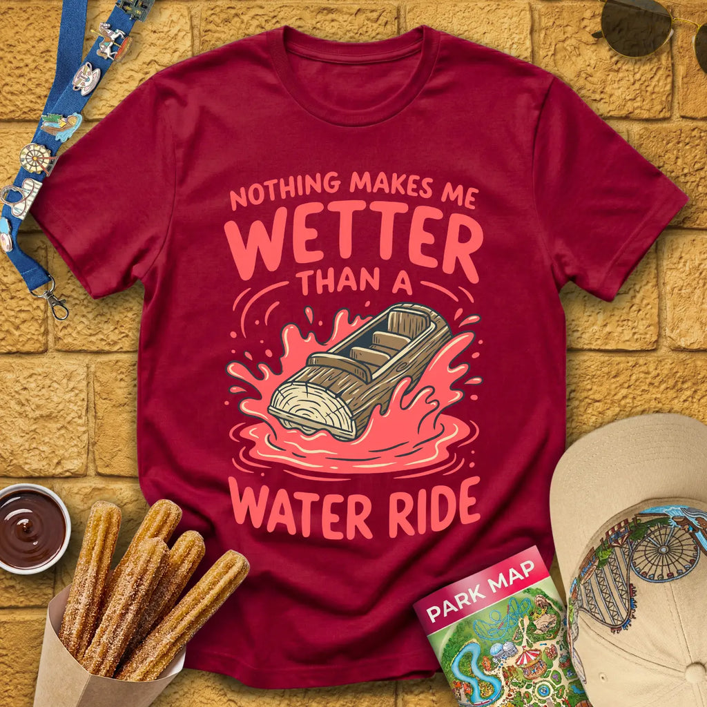 Wetter Than Water Ride [Graphic] T-Shirt for Theme Park Fans (Cardinal Red)