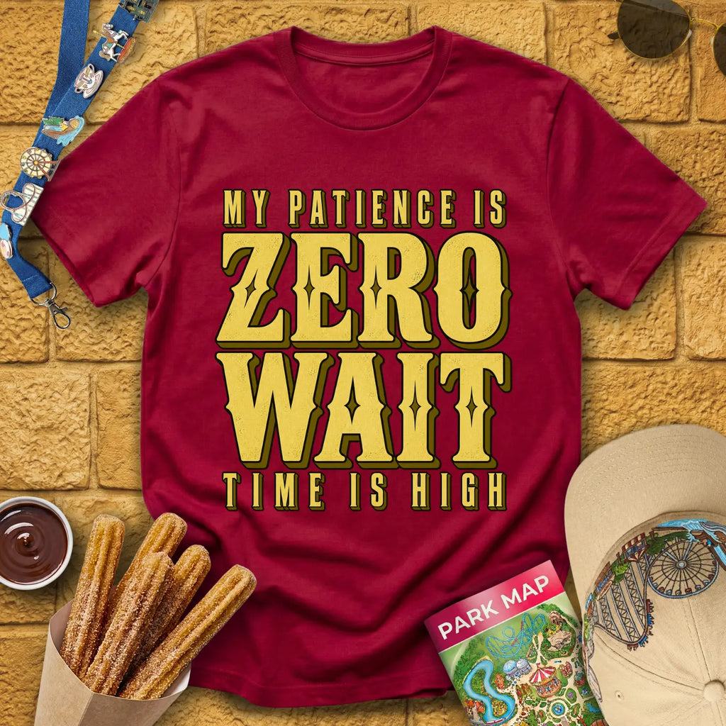 Zero Wait [MidCen] T-Shirt for Theme Park Fans (Cardinal Red)
