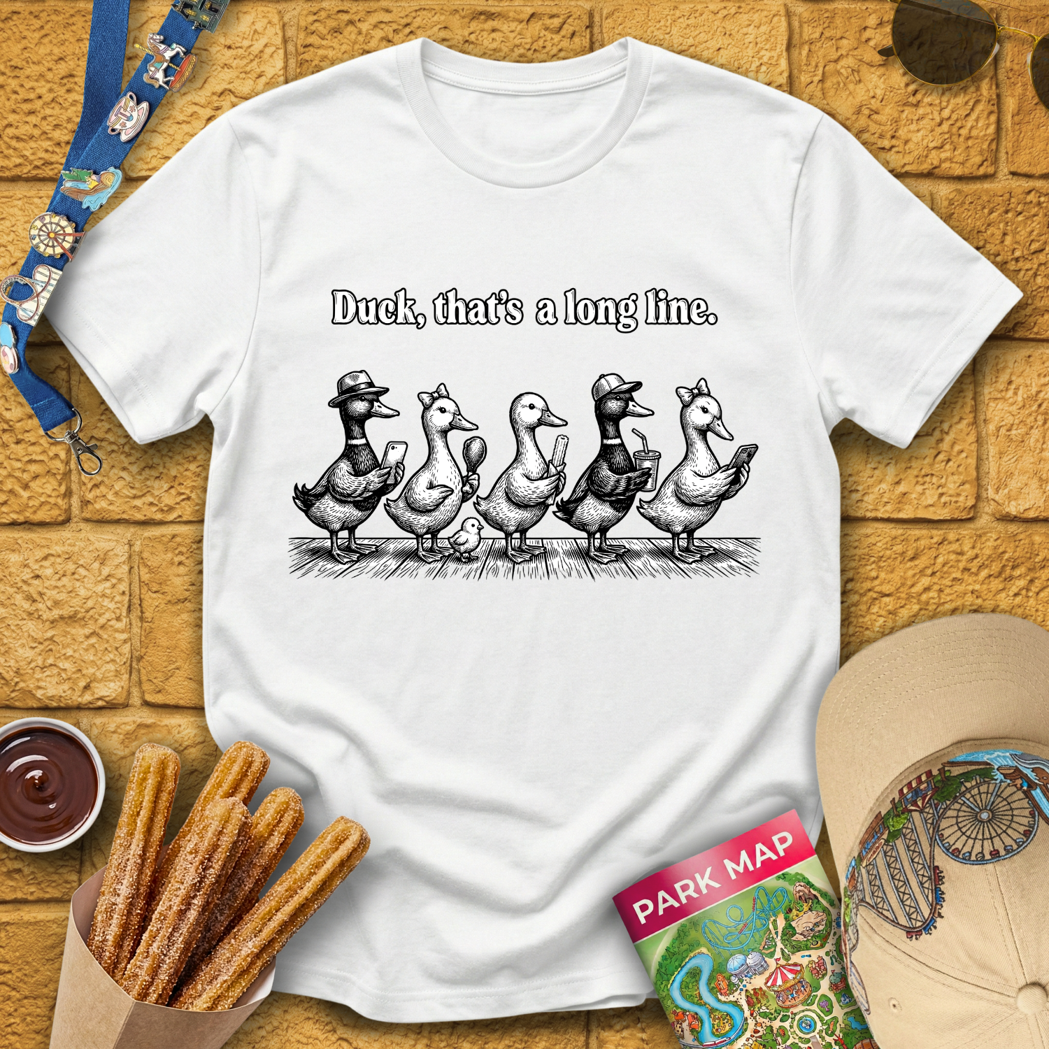 Duck, Long Line [WoodCut] T-Shirt