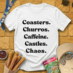 Coasters. Churros. Caffeine. [70s] T-Shirt