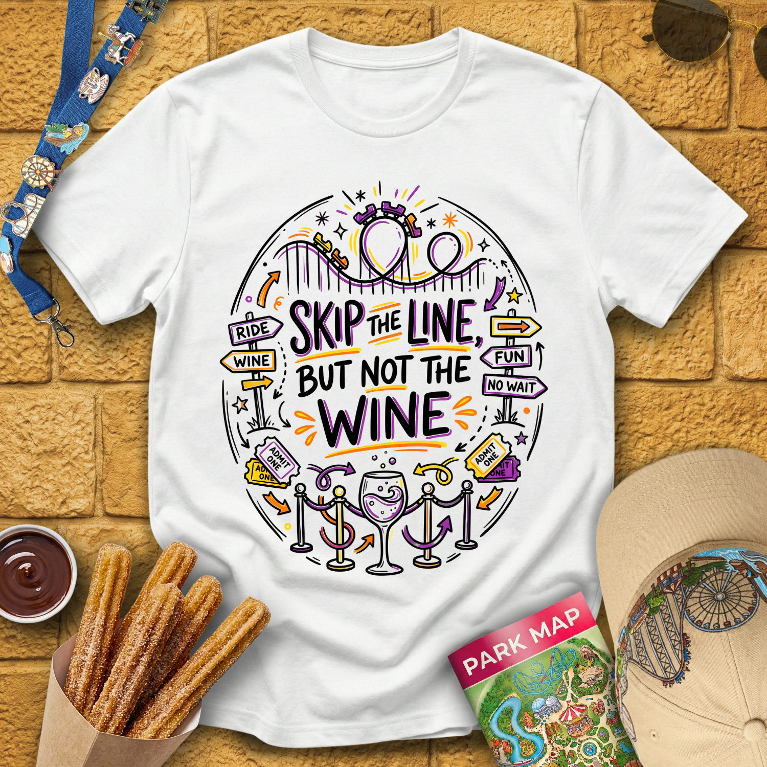 Skip Line, Not Wine 1 [Doodle] T-Shirt