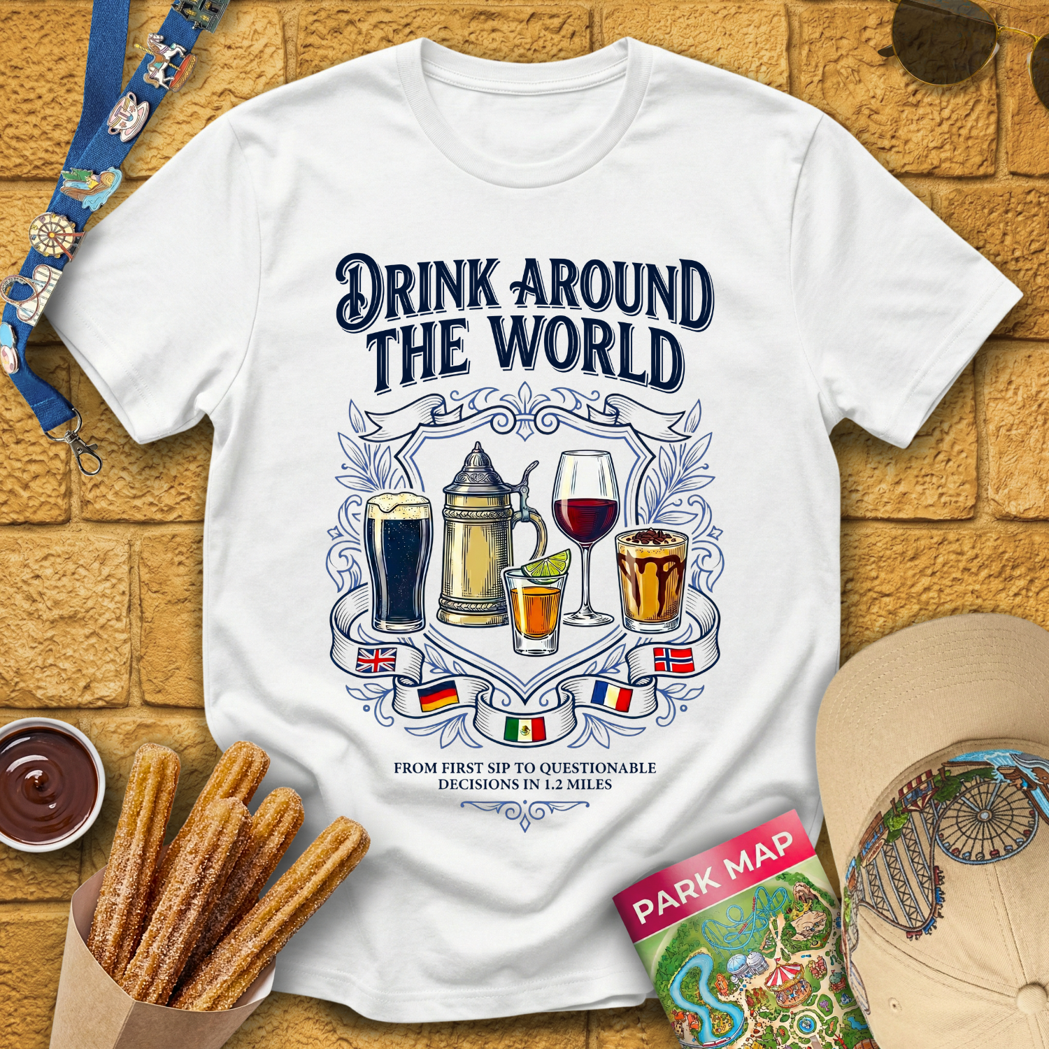 Drinking Around The World [Emblem] T-Shirt