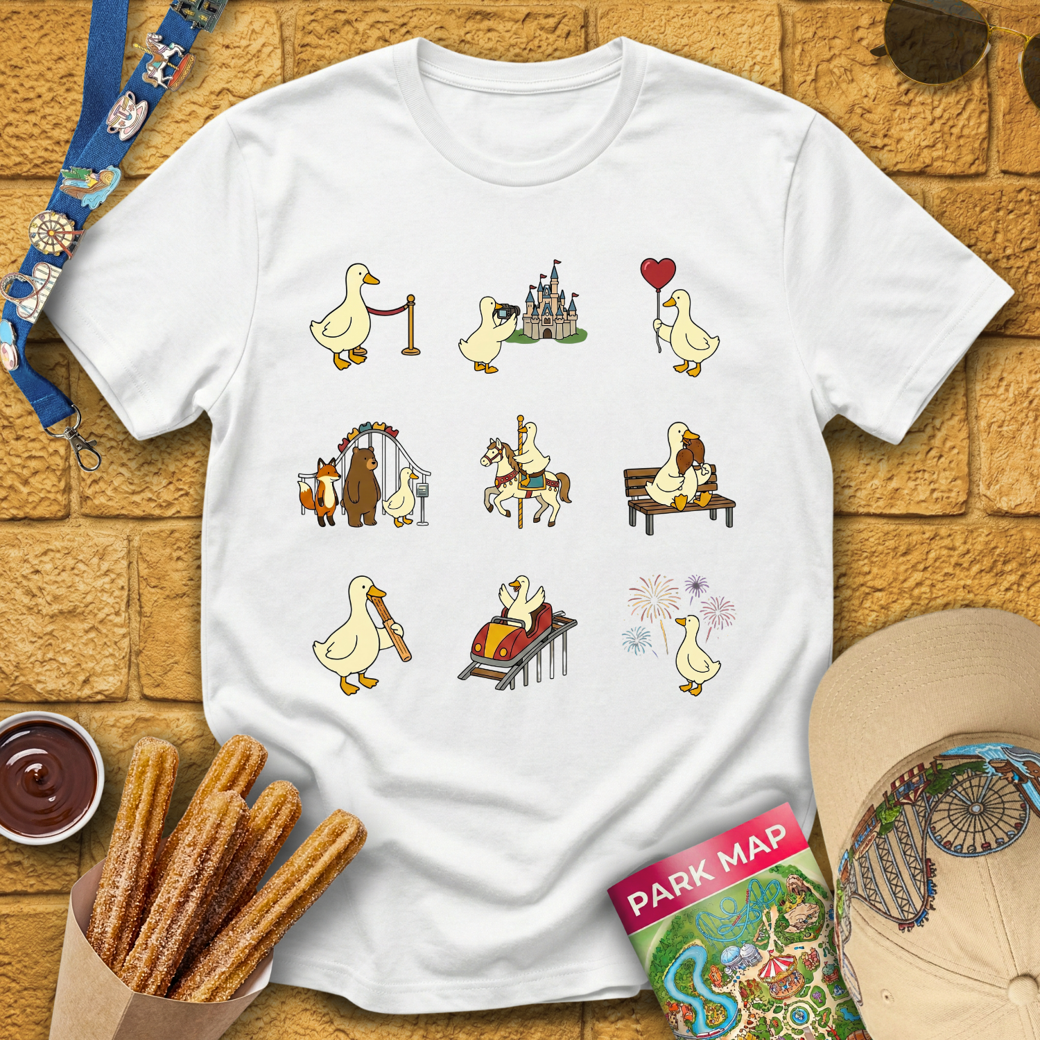 Theme Park Goose [Grid] T-Shirt