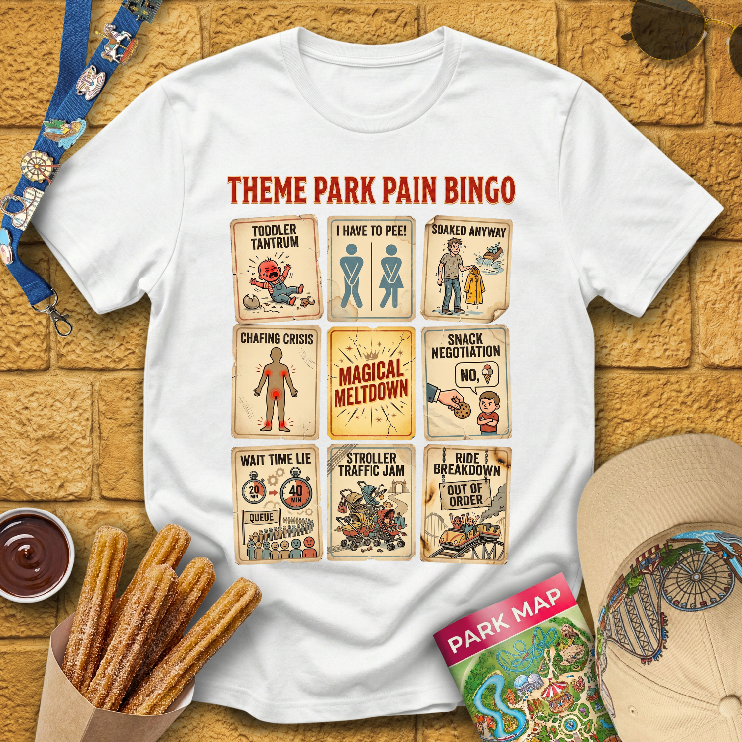 Theme Park Bingo [Vintage] T-Shirt