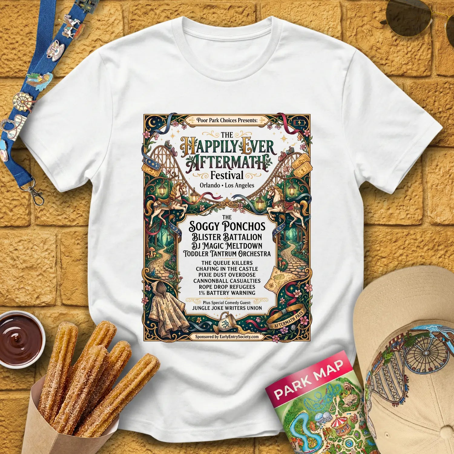 Aftermath Festival [FairyArt] T-Shirt for Theme Park Fans (White)