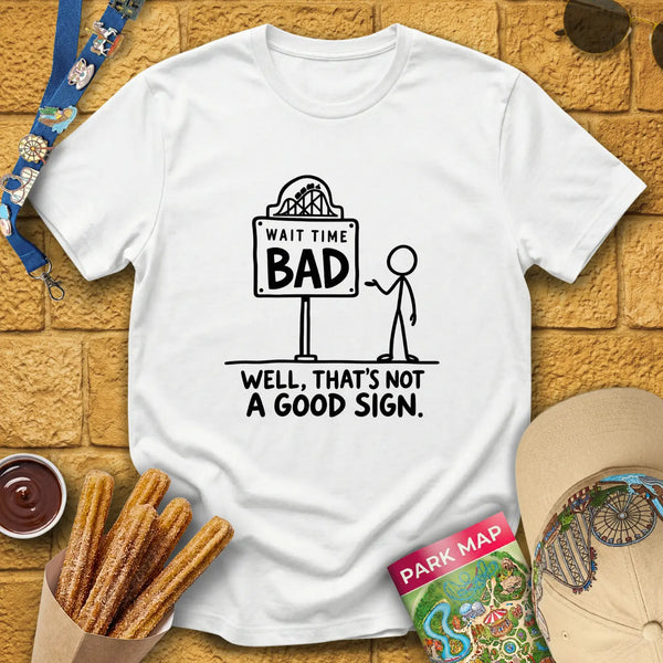 Bad Wait Time [Illu] T-Shirt for Theme Park Fans (White)