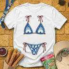 Bikini [Distressed] T-Shirt for Theme Park Fans (White)