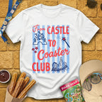 Castle Coaster Club [Distressed] T-Shirt for Theme Park Fans (White)