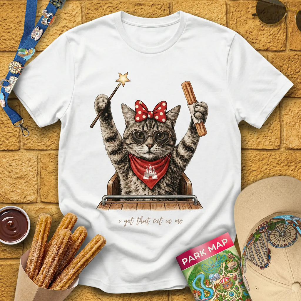 Cat In Me [Etched] T-Shirt for Theme Park Fans (White)