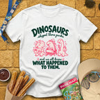 Dinosaurs Skipped Parks [Cutesy] T-Shirt for Theme Park Fans (White)