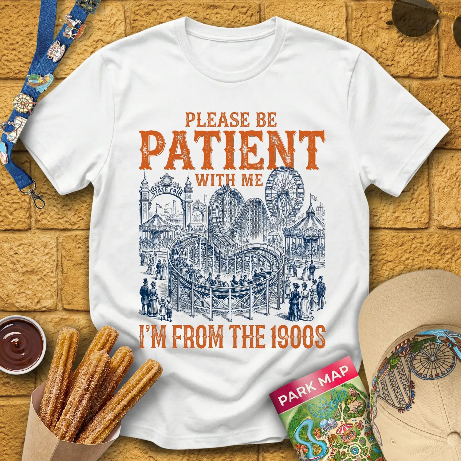 From The 1900s [RetroLine] T-Shirt for Theme Park Fans (White)