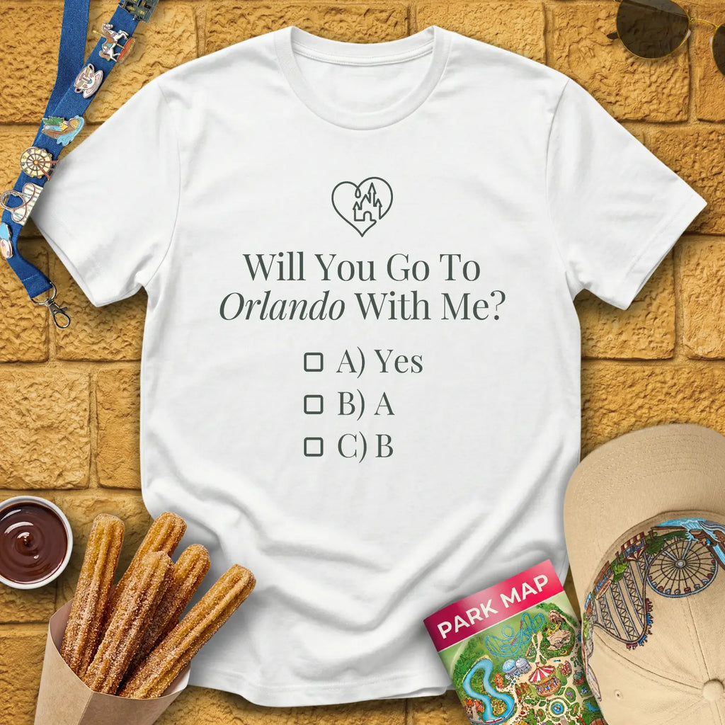 Go To Orlando [Sleek] T-Shirt for Theme Park Fans (White)