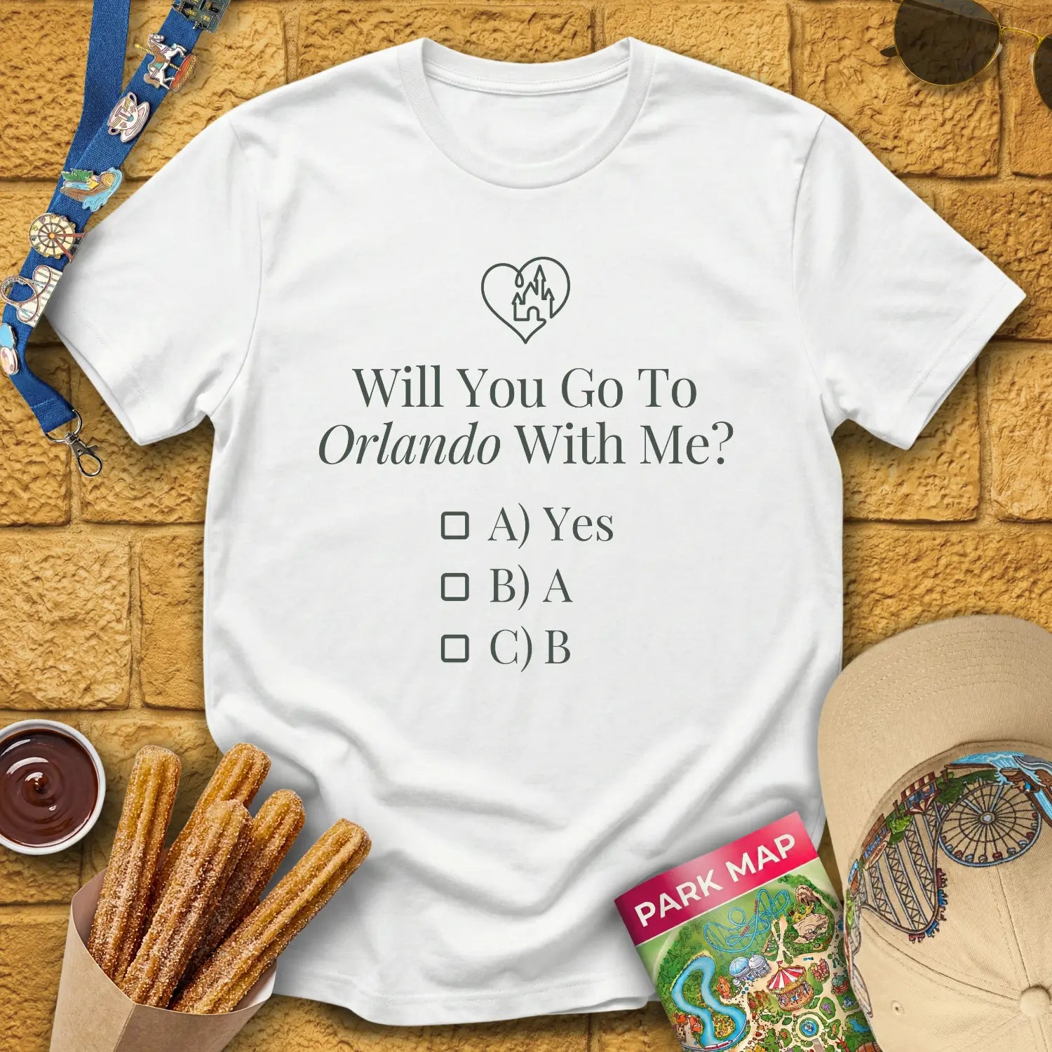 Go To Orlando [Sleek] T-Shirt for Theme Park Fans (White)